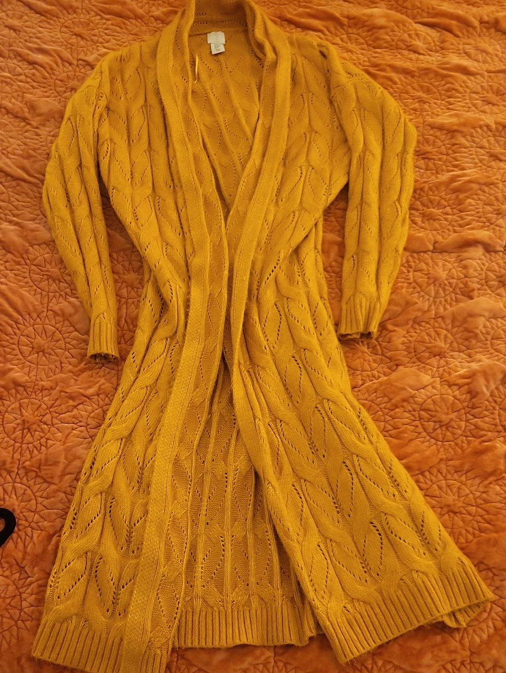 Joie Mustard Cable-Knit Maxi Cardigan